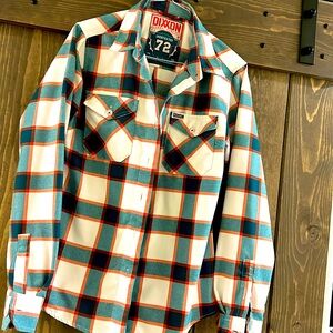 Women’s Dixxon Flannel- Teal, Orange, White. Miami Dolphins